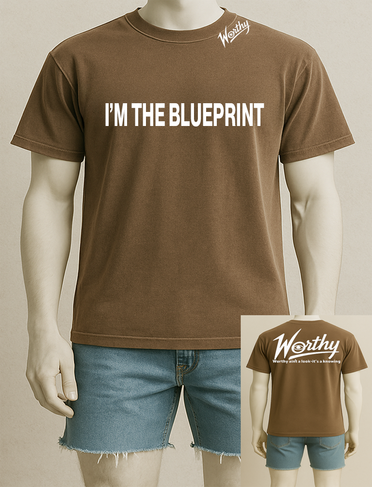 You're not the copy. You're the code.
The Blueprint Tee is for the ones who were never meant to follow trends — because they are the standard.
Front quote:
“I’M THE BLUEPRINT”
No explanation needed. You are the example, the evidence, the elevation.