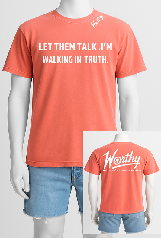 The WALKING IN TRUTH Tee from the Worthy Collection is more than just a t-shirt — it's a wearable declaration of who you are. Made for those who move through life with integrity, faith, and confidence, this tee is a subtle yet powerful reminder that truth is your foundation.