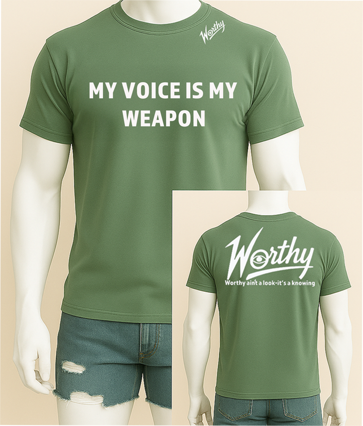Unleash your voice with the Voice Weapon Tee — a bold graphic design statement for those who don't back down. This isn't just a t-shirt; it's your daily armor of expression. Made for creators, rebels, and culture shifters, the Voice Weapon Tee fuses streetwear edge with unapologetic attitude.