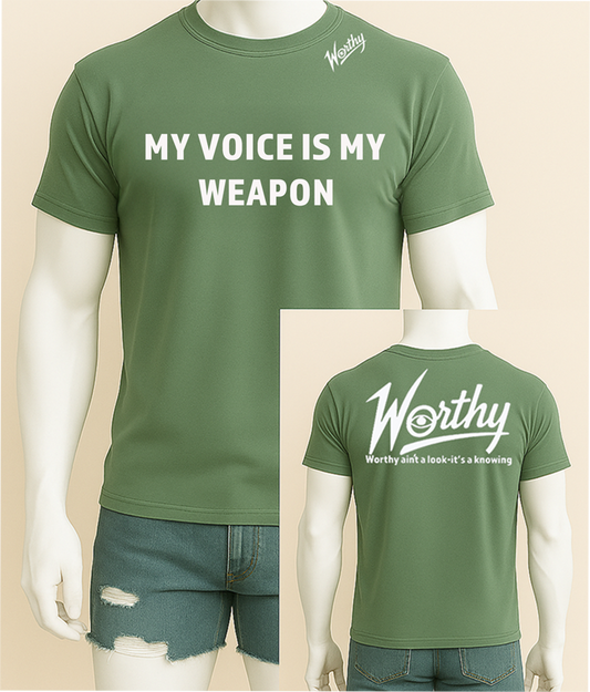 Unleash your voice with the Voice Weapon Tee — a bold graphic design statement for those who don't back down. This isn't just a t-shirt; it's your daily armor of expression. Made for creators, rebels, and culture shifters, the Voice Weapon Tee fuses streetwear edge with unapologetic attitude.