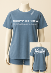 God Blesses Me in the Mess – Unisex Statement Tee