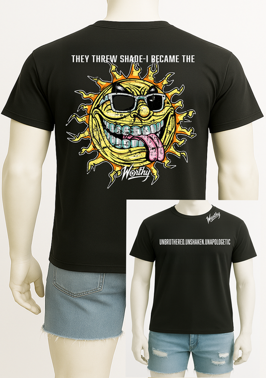 This tee is for the ones who rise above — the ones who turn doubt into power and shade into sunlight. The “They Threw Shade – I Became the Sun” Round Neck Tee is a bold expression of self-worth, resilience, and unstoppable glow.
