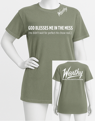 God Blesses Me in the Mess – Unisex Statement Tee