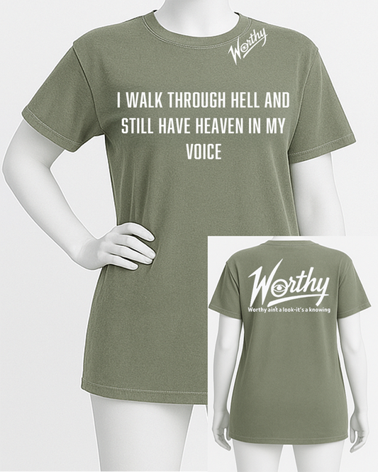 Heaven in My Voice Tee – Proof I Survived unisex /round neck